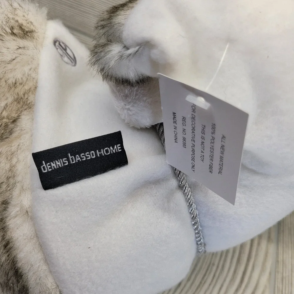 Dennis Basso‎ Home Sitting Santa Christmas Winter White Woodland Rustic Faux Fur